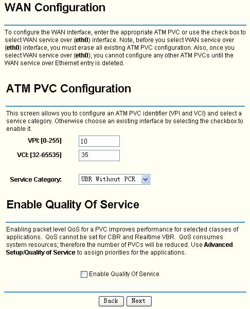 Figure 5-4 1. Follow the instructions below to configure the ATM PVC on the screen (shown in Figure 5-4). Make sure you have the necessary information before you configure it.