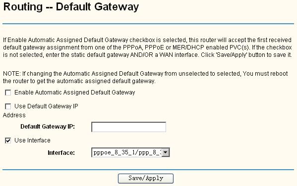 screen, this screen allows you to configure the default gateway (shown in Figure 5-34).