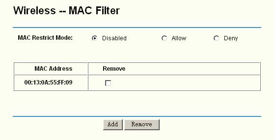 Figure 5-58 Wireless access can be filtered by using the MAC addresses of the wireless devices transmitting within your network s RADIUS.