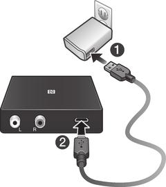 Basics To power on the music receiver 1 Plug one end of the charger cable into the charger.