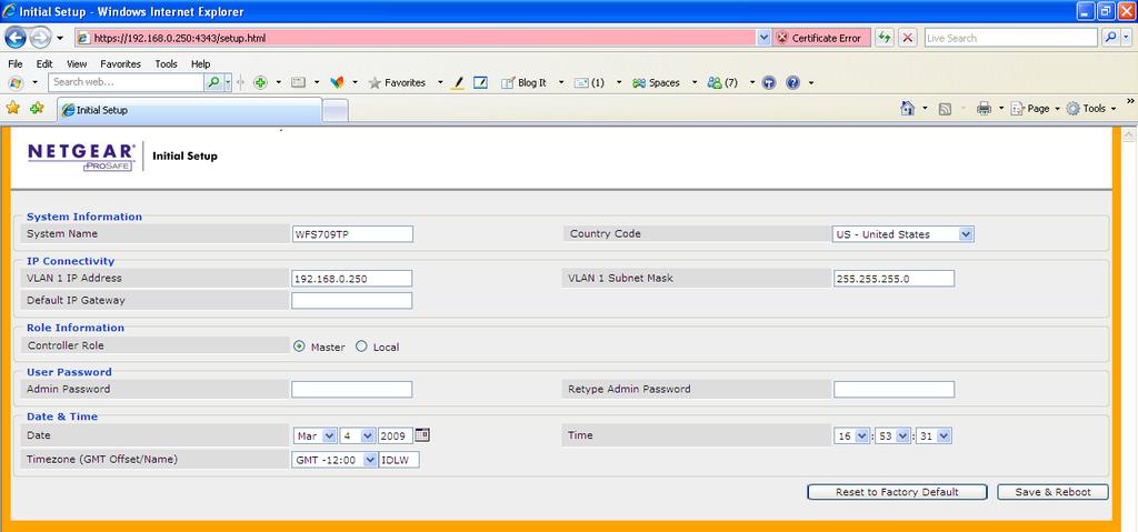 Initial configuration When connecting the first time to the unit via the Web Interface (default IP address