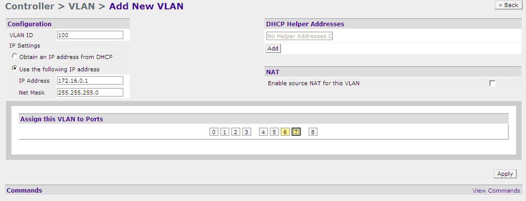 Create a new VLAN VLAN 1 is the default VLAN for the WFS709TP by default all the ports (Fa1/0-7, Gig 1/8) are members of VLAN1 therefore access to the Controller Web Interface can take place