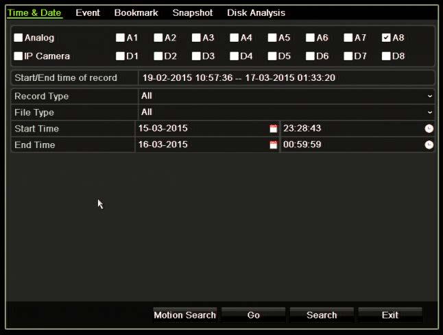 Appendix E TruVision Recorder Archiving Instructions Searching and playing back recorded video 1. In live view, press the Search button on the front panel.