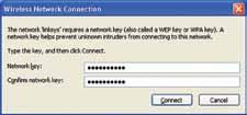 Select the network that you want, then click Connect. 4. If your network uses Wired Equivalent Privacy (WEP) wireless security, enter the WEP Key in the Network key and Confirm network key fields.