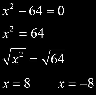 To solve, move the constant, "c" to the other side of the equation and take the square root of each side.