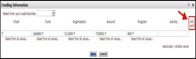 In the window that opens, select the link to the far right titled add split : The Funding Information window opens.