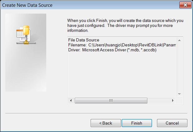 The next dialogue box confirms the creation of the DSN file with its