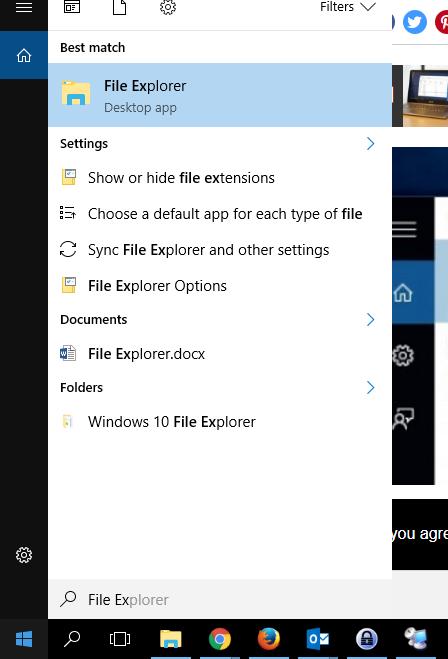 Then by clicking The File Explorer Icon. (This is a Great Tip to find anything on Windows 10, the Windows Key is your friend!) i.