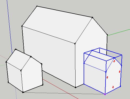 34. Using the Move tool and Ctrl key, make a copy of the small building, placing it in front of the big building.