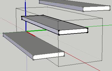 14. Orbit the stairs again and use the Push/Pull tool to extrude the front edge of the selected step by 50 mm.