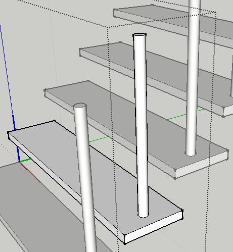 16. Using the Push/Pull tool, extrude the circle to a height of 900 mm to create the