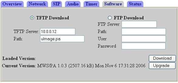 Page 15/16 6.2 Software update To update the PA interface software, a PC with a TFTP or FTP server installed is required.