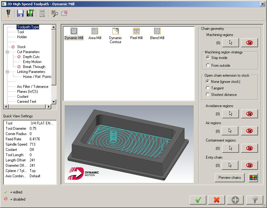 Step 7. Select Toolpath Type from the tree control and confirm: Dynamic Mill toolpath Machining regions 6 Fig. 63. Step 8.