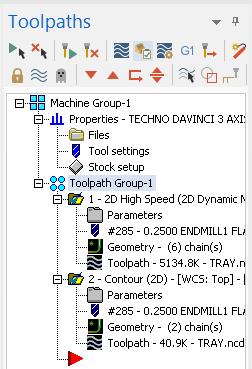 T. Verify Toolpaths. Step 1. Click Toolpath Group-1 in the Toolpaths Manager to select Dynamic Mill and Contour toolpaths, Fig. 80. Step 2.