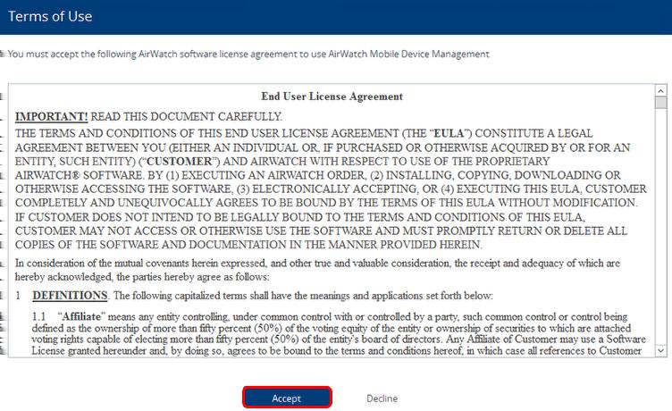 2. Accept License Agreement Review the End User License