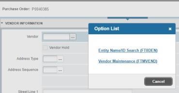 Requestor information defaults from the Profile Maintenance view in Banner Finance. 3.