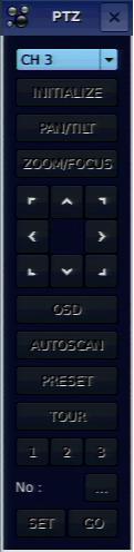 5. PTZ Control To control the PTZ functions of the camera, select PTZ menu on the screen using the mouse.