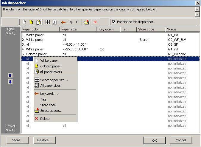 Configure the 'Job dispatcher' Illustration Configure the job dispatcher 1. In the 'Configuration' top menu select 'Job dispatcher' 2. Select 'Configuration' to open the 'Job dispatcher' window 3.