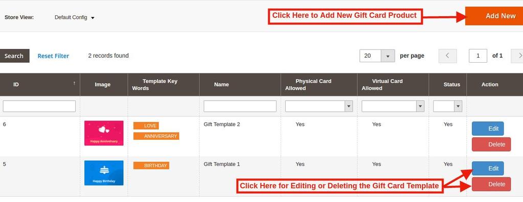 Ph: +91-120-4243310 3.2 Gift Card Template This tab shows by default added Gift card templates. Admin can customize these Gift card templates as per their need.. 3.2.1 How to customize the template of the gift card?