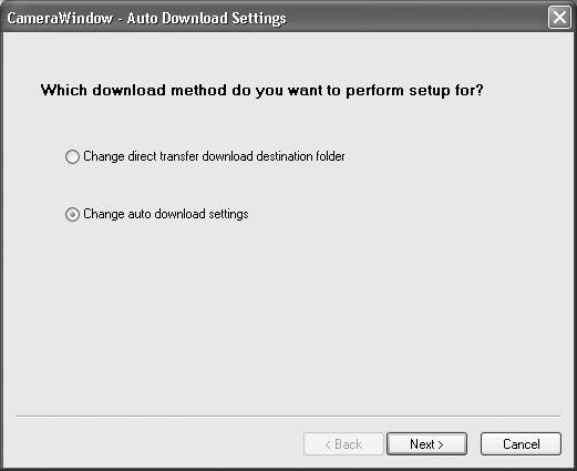 Auto-Downloading Settings Select the setting for downloading images by operating your computer. You can change the image type and the destination folder.