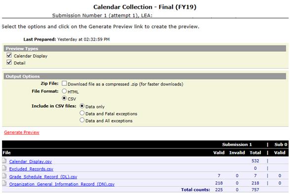 Calendar Display Report From the Collection Request Tab, Calendar Collection, select