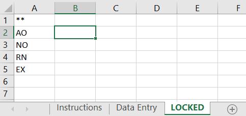 Specify Dropdown Options Rename each sheet Sheet 1 - Instructions Sheet 2 - Data Entry Sheet 3 - LOCKED Start with the LOCKED sheet,