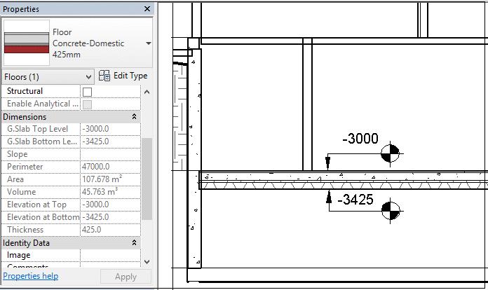 Slab Elevation The Slab Elevation and Thickness option generates the G. Slab Top Level and G.