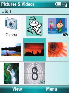 8. Using Pictures & Videos The Pictures & Videos program allows you to view pictures and play GIF animation files and video clips on your phone.
