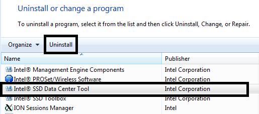 2.3 Data Center Tool のアンインストール Data Center Tool をアンインストールするには Windows コントロールパネルを使用します アンインストールするには 次を行います : 1. コントロールパネルから プログラムと機能 をクリックします 2.