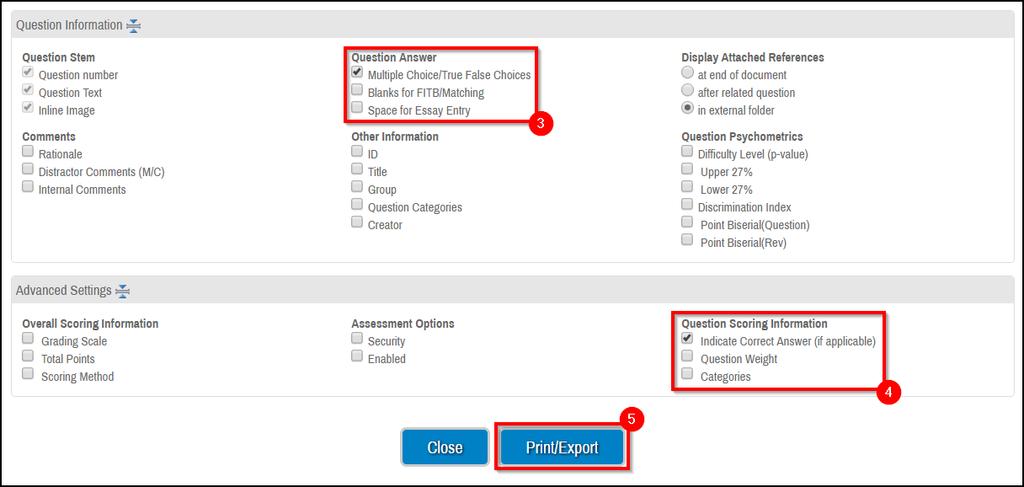 Export Exam from ExamSoft 1. Open ExamSoft and navigate to the exam https://examsoft.com/utnursing 2. Click the Export/Print button at the bottom of the screen 3. Choose the following options: 1.