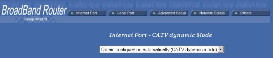 You can select Internet Port, Local Port, Advanced Setup (Management, Virtual Server, Packet Filter, Static Route, Dynamic DNS), Network Status (Connection Status, Sessions List, Users List) and