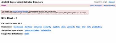 Server Administrator API AKA: Server Administrator Directory Enables scripting of Server administration - http://<server name>:6080/arcgis/admin Execute Server admin