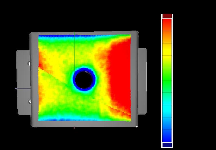 (a) Bracket thickness color map (b) Plate thickness color map Figure 10: Experimental results from the bracket and plate in color maps Figure 11: Radiation scattering effects the edges of the object,
