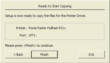 If you wish to use the Foilfast printer as your default printer (not recommended), check the button labeled Yes.