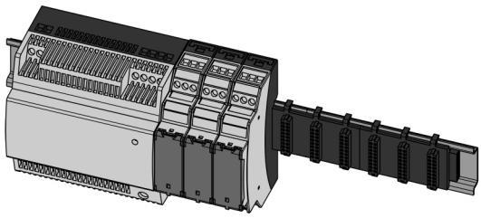 Hint When the DIN-rail connectors are used, only one motor control device must be connected to the power supply. All other motor control devices are supplied via the DIN-rail connector.