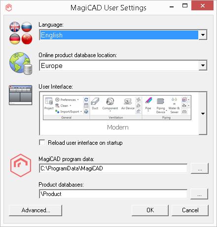 12 (21) The User Settings utility can be accessed at any time after the installation using the shortcut link in the MagiCAD\MagiCAD for AutoCAD Utilities desktop folder.