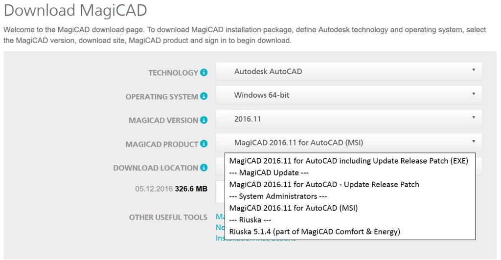 4 (21) UPDATING EXISTING SOFTWARE With Update Releases, you also have the option to download the relevant installation package directly via MagiCAD s Check for Updates function.