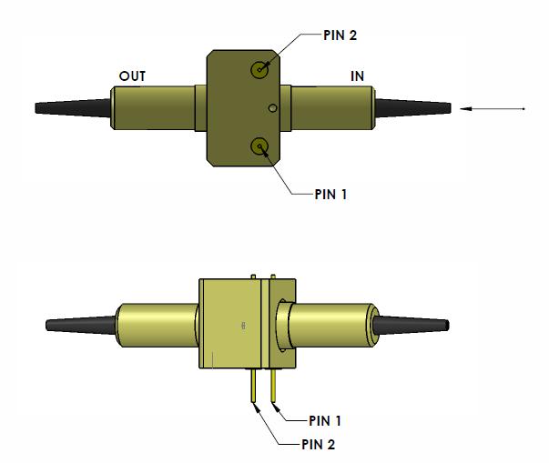The output SOP depends on the polarity of the voltage between the two pins. For a PM fiber PSW-002 with a slow-axis aligned input, the correspondence is as follows.
