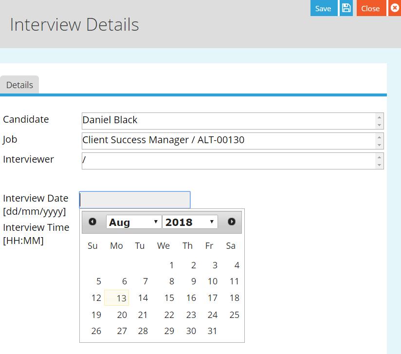 Booking interviews - standard Inviting candidates to interview 1. On the candidate listing page against a job, click the Interview icon. 2.