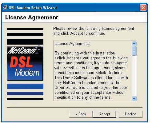 C. When the License Agreement screen appears, and you agree to the listed terms