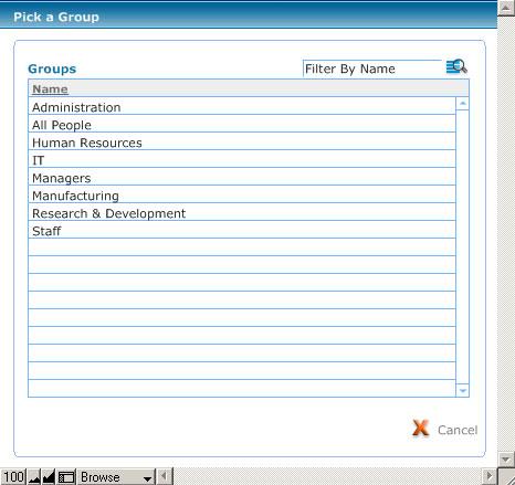 Detail View Merging Groups To merge the members of the displayed group into another group: 1. Click Merge. The Pick a Group dialog appears. This dialog lists all of the groups in your system.