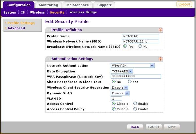 Figure 12. 3. Specify the settings of the Profile Definition section of the Edit Security Profile screen as explained in the following table: Table 9.