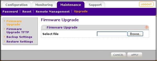 Figure 26. 5. Click Browse and locate the image (.zip) upgrade file. 6. Click Apply to initiate the upgrade process. During the upgrade process, the wireless access point automatically restarts.