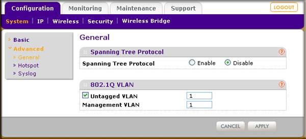 Tagged VLAN. When you clear the Untagged VLAN check box, the wireless access point tags all frames that are sent from its Ethernet interface.