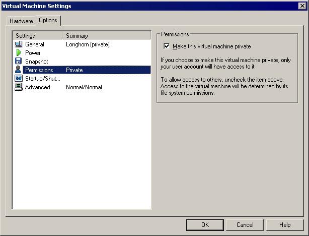 VMware GSX Server Administration Guide Other users cannot browse to the virtual machine and add it to the inventory.