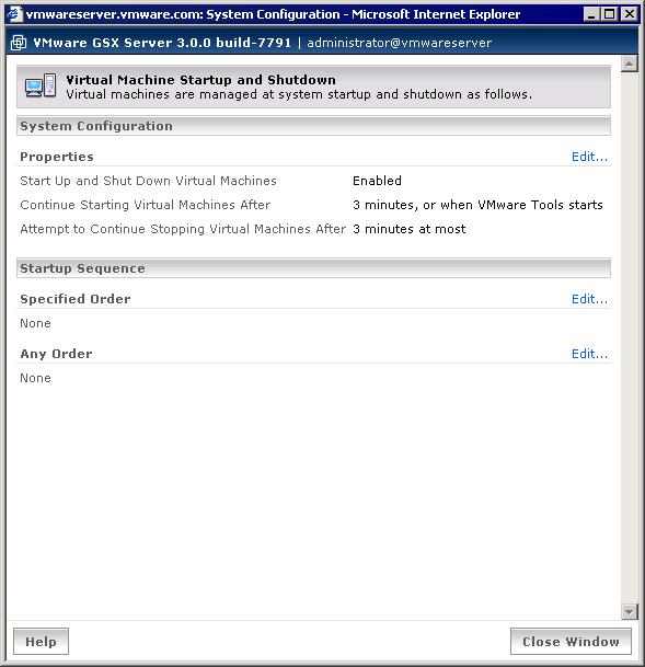 VMware GSX Server Administration Guide stopping each virtual machine or waits a certain number of minutes before stopping each virtual machine.
