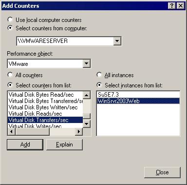 VMware GSX Server Administration Guide 2. Select System Monitor, then click the plus (+) sign on the toolbar, or press Ctrl+I. The Add Counters dialog box appears. 3.