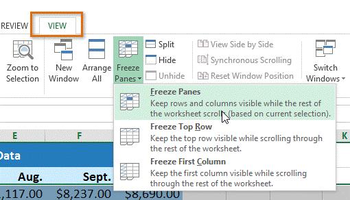 Freezing Rows & Columns You may want to see certain rows or columns all the time in your worksheet, especially header cells.