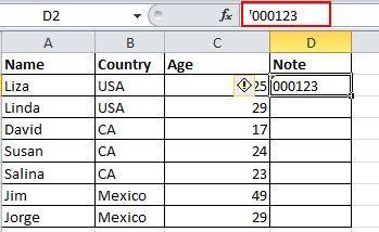 Input Values Starting With 0 When an input value starts with zero, Excel will delete the zero by default.