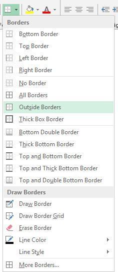 Formatting Adding Borders Border are lines around the edges of cells.
